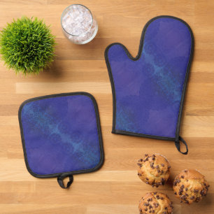 aanvaarding Blauwe Indigo Violet Boho medailles Ovenwant & Pannenlap Set