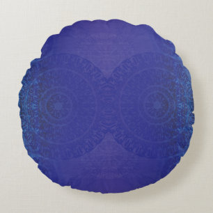aanvaarding   Blauwe Indigo Violet Boho medailles Rond Kussen