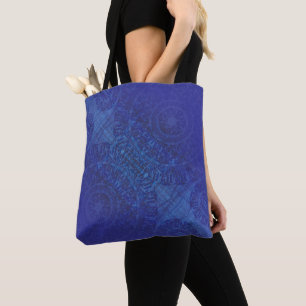 aanvaarding   Blauwe Indigo Violet Boho medailles Tote Bag