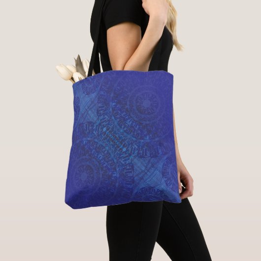 aanvaarding | Blauwe Indigo Violet Boho medailles Tote Bag (Dichtbij)