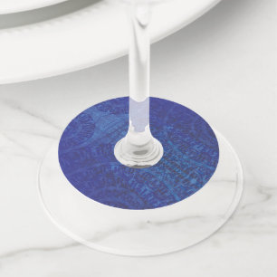 aanvaarding   Blauwe Indigo Violet Boho medailles Wijnglaslabel