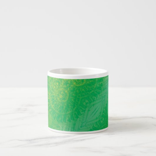 aanvaarding | Geel Groen Blauw Boho Medallions Espresso Kop (Voorkant)