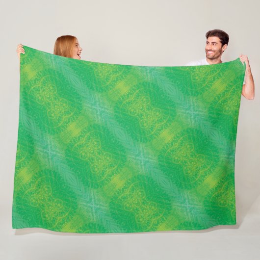 aanvaarding | Geel Groen Blauw Boho Medallions Fleece Deken (In situ)