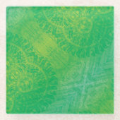 aanvaarding | Geel Groen Blauw Boho Medallions Glazen Onderzetter (Voorkant)