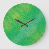 aanvaarding | Geel Groen Blauw Boho Medallions Grote Klok (Voorkant)