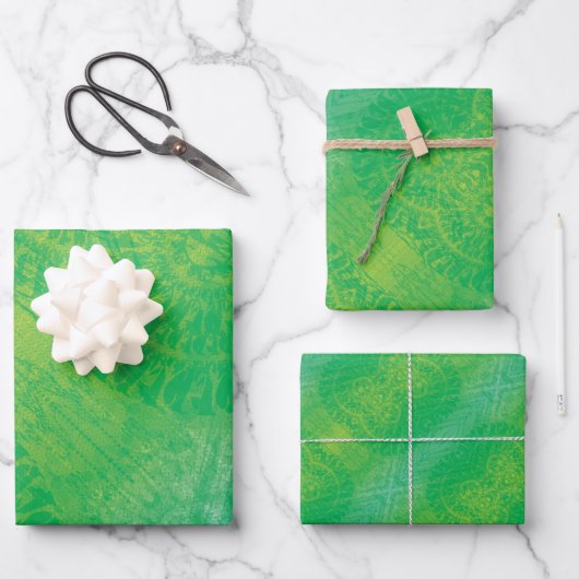 aanvaarding | Geel Groen Blauw Boho Medallions Inpakpapier Vel (Voorkant)