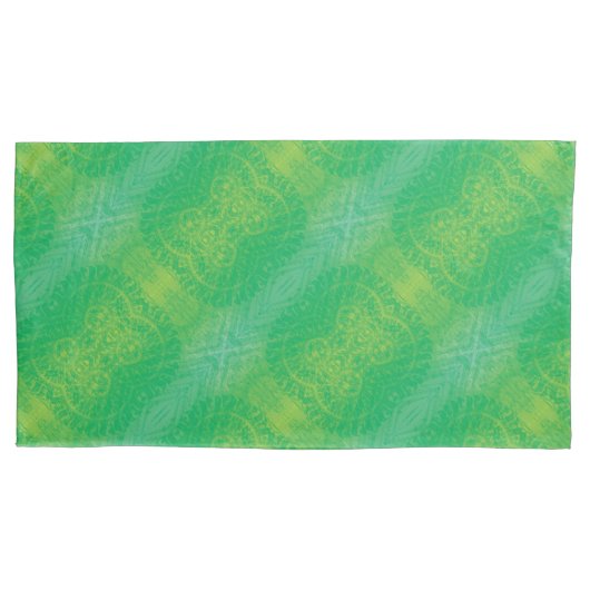 aanvaarding | Geel Groen Blauw Boho Medallions Kussensloop (Voorkant-Links)