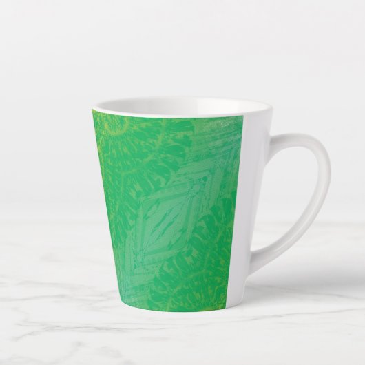 aanvaarding | Geel Groen Blauw Boho Medallions Latte Mok (Rechts)