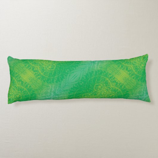 aanvaarding | Geel Groen Blauw Boho Medallions Lichaamskussen (Achterkant)