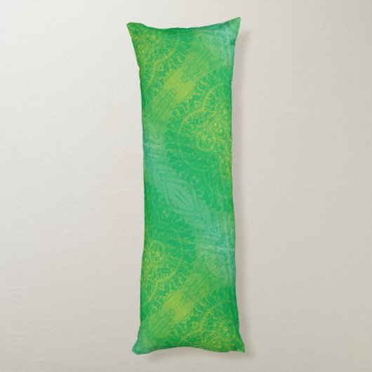 aanvaarding | Geel Groen Blauw Boho Medallions Lichaamskussen (Achterkant (Verticaal))