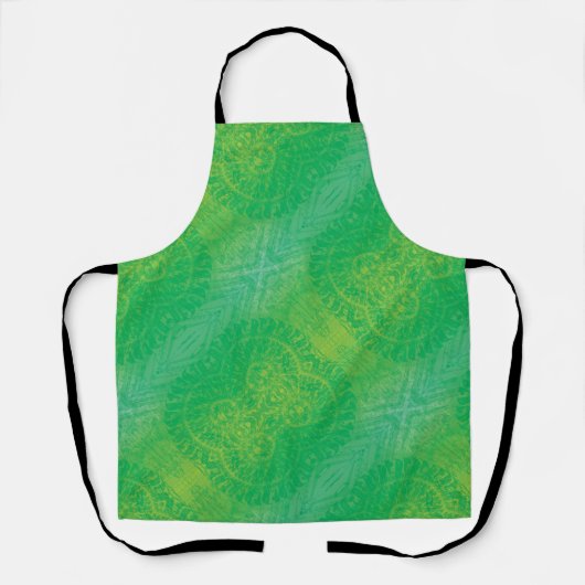 aanvaarding | Geel Groen Blauw Boho Medallions Schort (Voorkant)