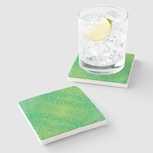 aanvaarding | Geel Groen Blauw Boho Medallions Stenen Onderzetter (Zijkant)