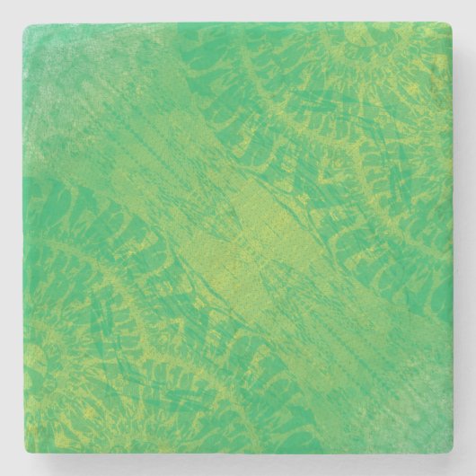 aanvaarding | Geel Groen Blauw Boho Medallions Stenen Onderzetter (Voorkant)