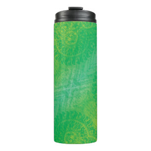 aanvaarding   Geel Groen Blauw Boho Medallions Thermosbeker