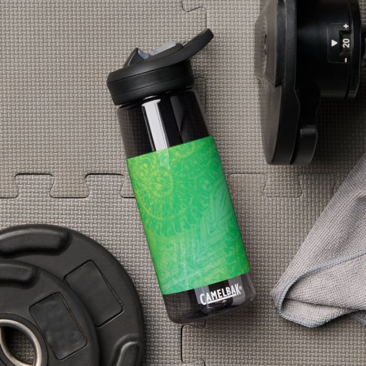 aanvaarding | Geel Groen Blauw Boho Medallions Waterfles (Gym)