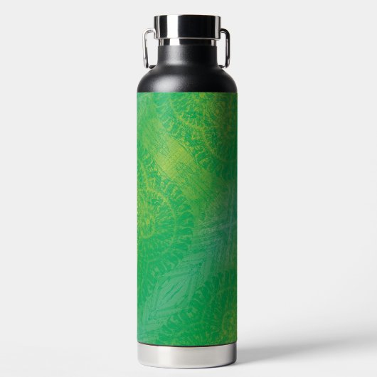 aanvaarding | Geel Groen Blauw Boho Medallions Waterfles (Voorkant)