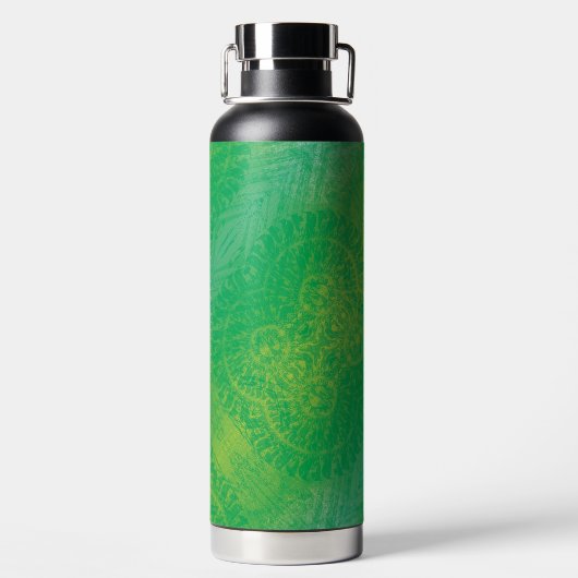 aanvaarding | Geel Groen Blauw Boho Medallions Waterfles (Achterkant)