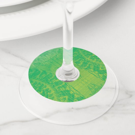 aanvaarding | Geel Groen Blauw Boho Medallions Wijnglaslabel (Dichtbij)