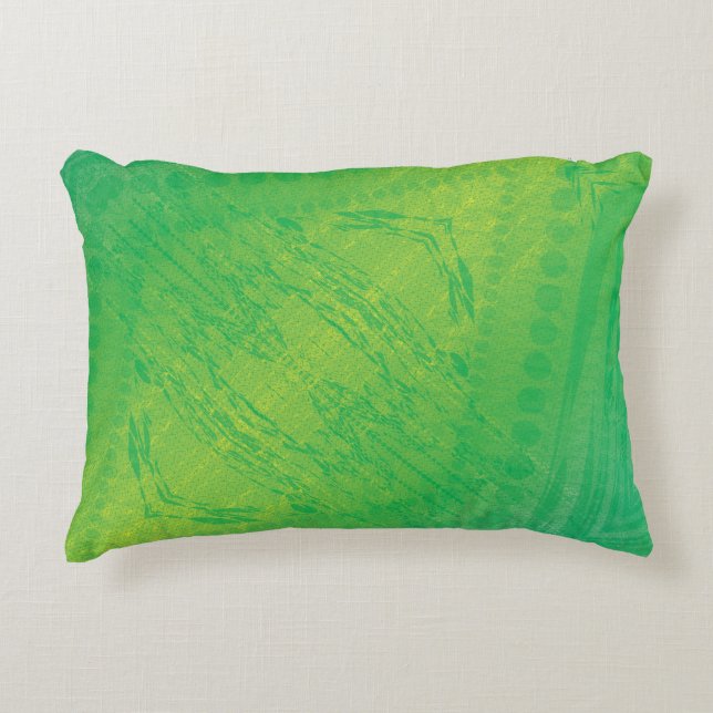 aanvaarding | Geel Groen Blauw Shibori patroon Accent Kussen (Voorkant)