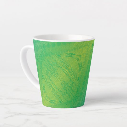 aanvaarding | Geel Groen Blauw Shibori patroon Latte Mok (Linkerhoek)