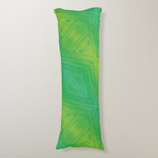 aanvaarding | Geel Groen Blauw Shibori patroon Lichaamskussen (Voorkant Verticaal)