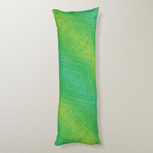 aanvaarding | Geel Groen Blauw Shibori patroon Lichaamskussen (Achterkant (Verticaal))