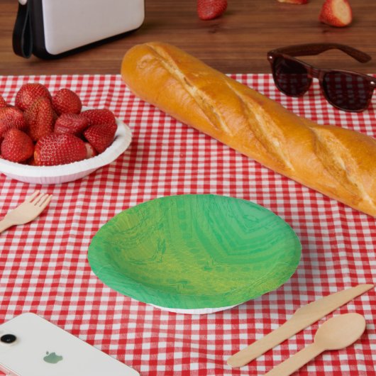 aanvaarding | Geel Groen Blauw Shibori patroon Papieren Kommen (Picknick)