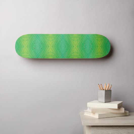 aanvaarding | Geel Groen Blauw Shibori patroon Persoonlijk Skateboard (Muurkunst (Horizontaal))