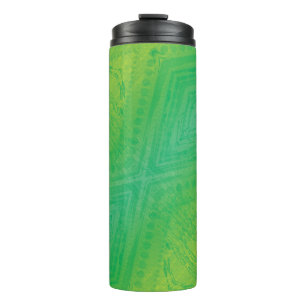 aanvaarding   Geel Groen Blauw Shibori patroon Thermosbeker