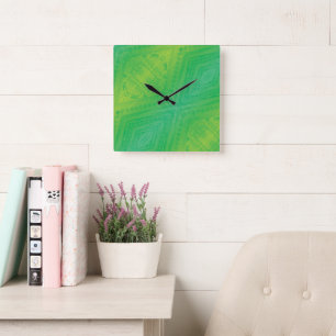 aanvaarding Geel Groen Blauw Shibori patroon Vierkante Klok