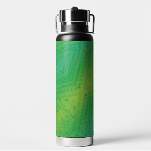 aanvaarding | Geel Groen Blauw Shibori patroon Waterfles (Achterkant)