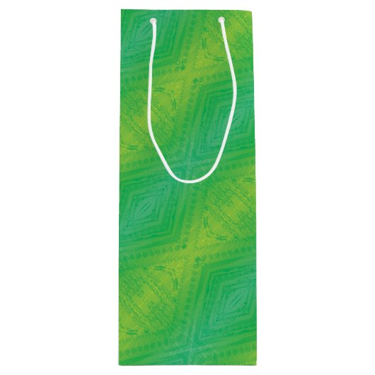 aanvaarding | Geel Groen Blauw Shibori patroon Wijn Cadeautas (Voorkant)
