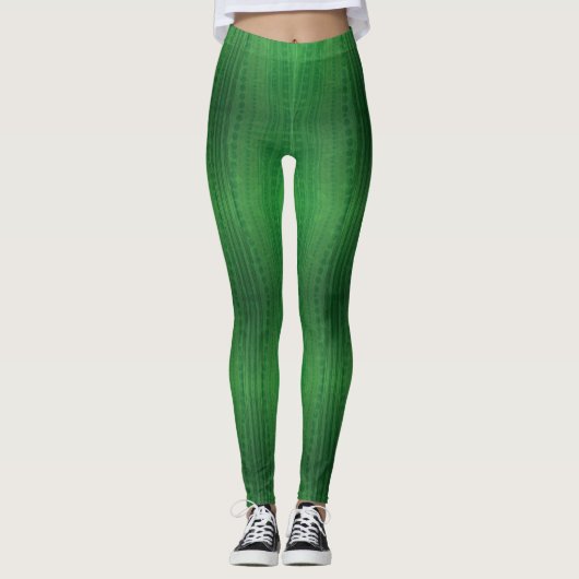 aanvaarding | groen eclectisch boho-patroon leggings (Voorkant)