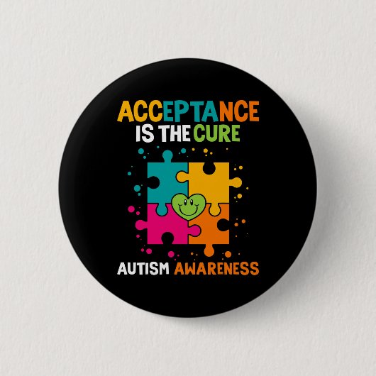 Aanvaarding is de pure bewustwording van autisme ronde button 5,7 cm (Voorkant)