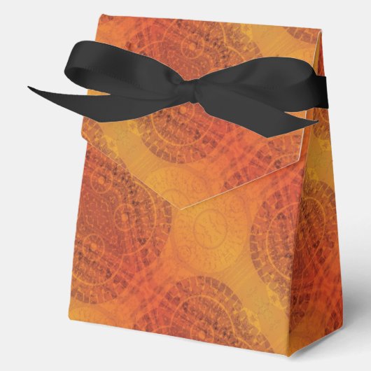 aanvaarding | Rode Sinaasappel Gele Boho Medallion Bedankdoosjes (Voorkant)