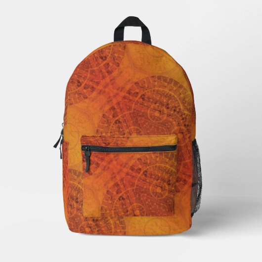 aanvaarding | Rode Sinaasappel Gele Boho Medallion Bedrukte Rugzak (Voorkant)