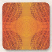 aanvaarding | Rode Sinaasappel Gele Boho Medallion Bier Onderzetter (Voorkant)