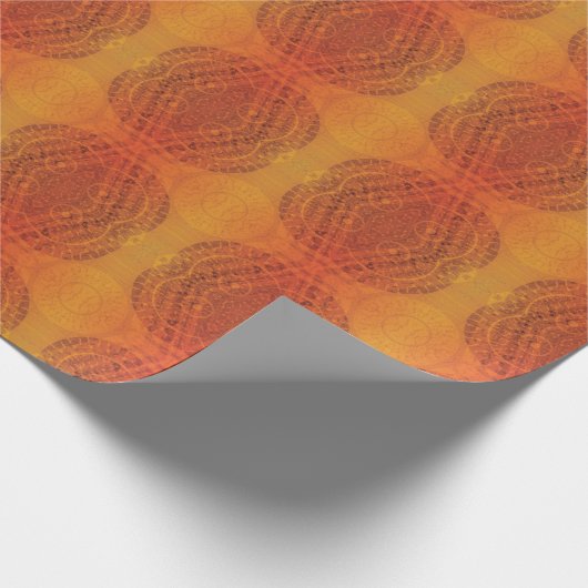 aanvaarding | Rode Sinaasappel Gele Boho Medallion Cadeaupapier (Hoek)