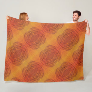 aanvaarding   Rode Sinaasappel Gele Boho Medallion Fleece Deken