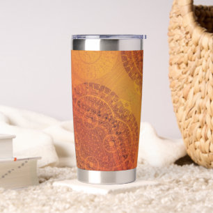 aanvaarding   Rode Sinaasappel Gele Boho Medallion Geïsoleerde Drinkbeker