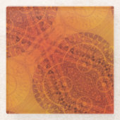 aanvaarding | Rode Sinaasappel Gele Boho Medallion Glazen Onderzetter (Voorkant)