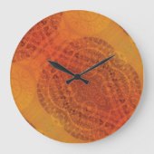 aanvaarding | Rode Sinaasappel Gele Boho Medallion Grote Klok (Voorkant)