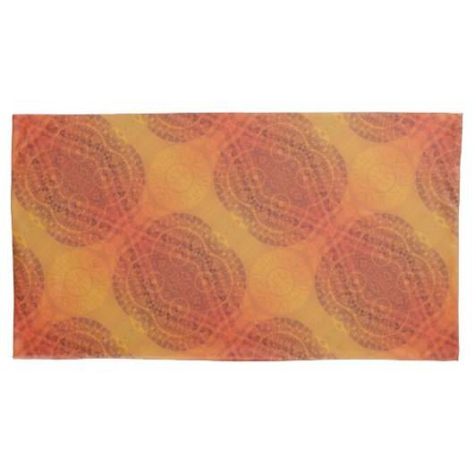 aanvaarding | Rode Sinaasappel Gele Boho Medallion Kussensloop (Voorkant-Links)