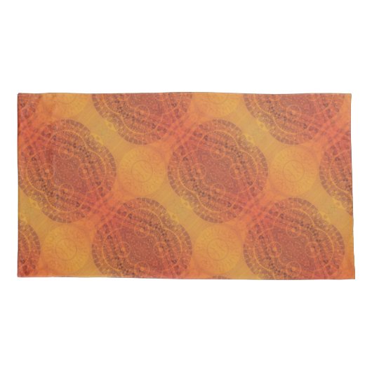 aanvaarding | Rode Sinaasappel Gele Boho Medallion Kussensloop (Achterkant-Links)