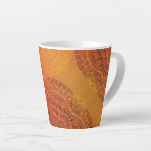 aanvaarding | Rode Sinaasappel Gele Boho Medallion Latte Mok (Rechterhoek)