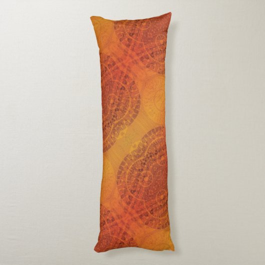 aanvaarding | Rode Sinaasappel Gele Boho Medallion Lichaamskussen (Achterkant (Verticaal))