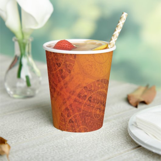 aanvaarding | Rode Sinaasappel Gele Boho Medallion Papieren Bekers (Insitu)