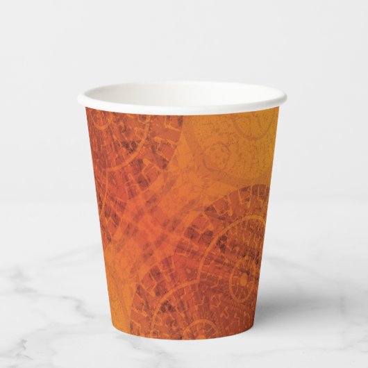 aanvaarding | Rode Sinaasappel Gele Boho Medallion Papieren Bekers (Voorkant)
