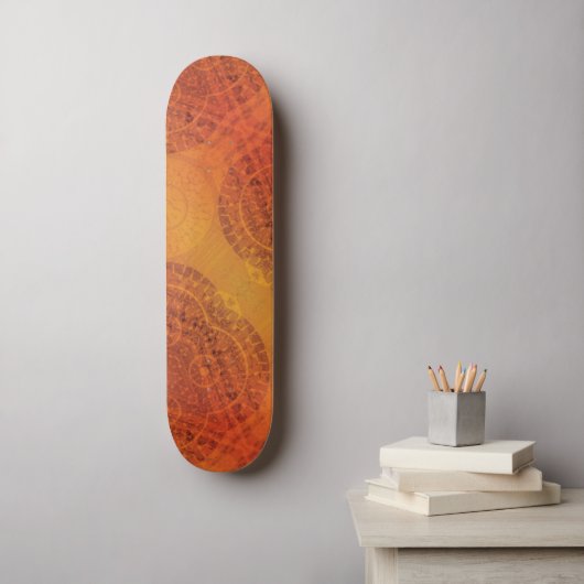 aanvaarding | Rode Sinaasappel Gele Boho Medallion Persoonlijk Skateboard (Muurkunst)