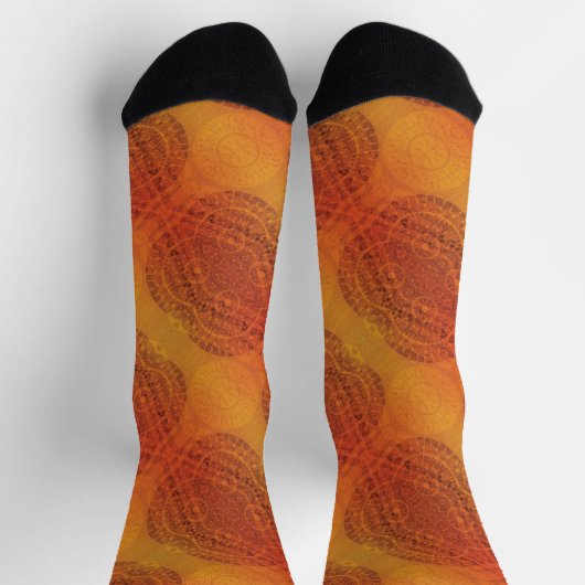 aanvaarding | Rode Sinaasappel Gele Boho Medallion Sokken (Top)